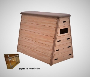 Švédská bedna Speciál S POJEZDEM,5-dílná,potah kůže,š131xh75-41xv105cm